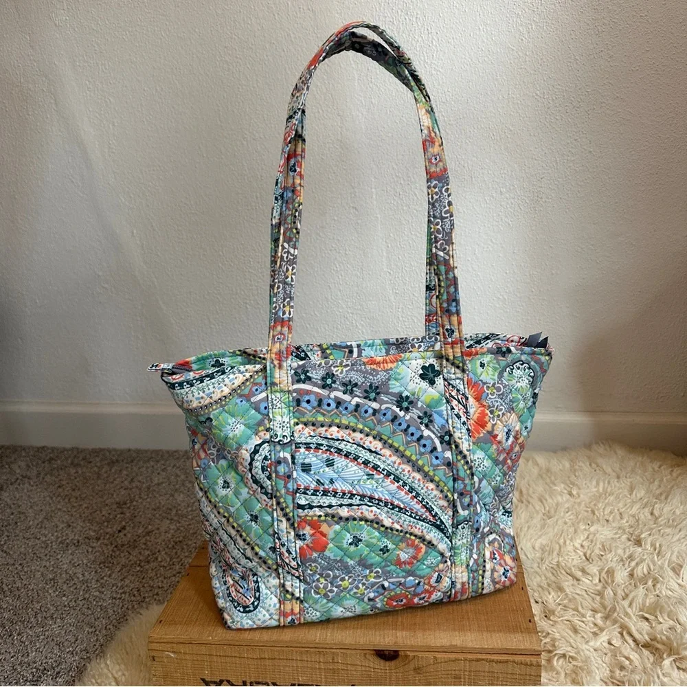 Vera Bradley Citrus Paisley small zipper tote cotton bag - Picture 4 of 12